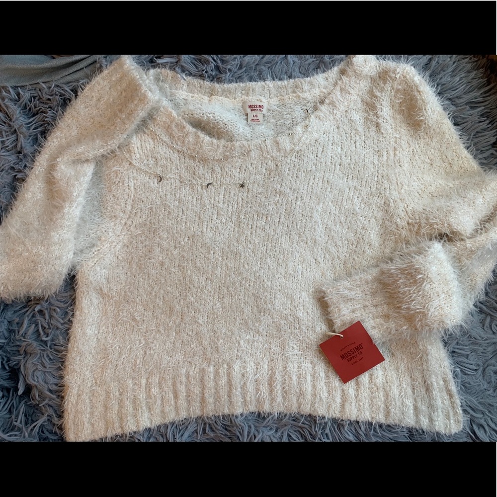 Fuzzy Crop Top Sweatshirt